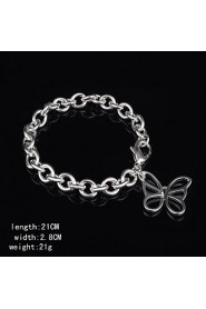 Fashion Sterling Silver Plated Bowknot Dangle Women's Bracelet