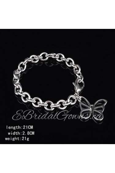 Fashion Sterling Silver Plated Bowknot Dangle Women's Bracelet