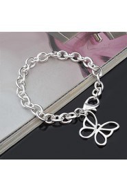 Fashion Sterling Silver Plated Bowknot Dangle Women's Bracelet