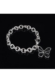 Fashion Sterling Silver Plated Bowknot Dangle Women's Bracelet