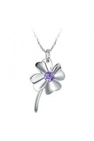 Elegant Flower-Shape Women's Slivery Alloy Necklace(1 Pc)(Purple,White)