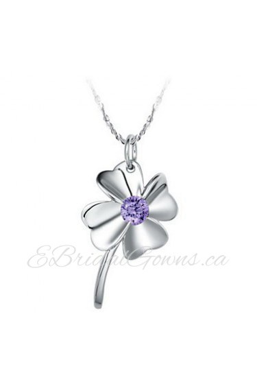 Elegant Flower-Shape Women's Slivery Alloy Necklace(1 Pc)(Purple,White)