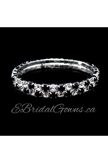 Two Layers Black And Clear Ladies' Rhinestone Wedding Tennis In Silver Alloy