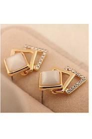 Opals Cube Shape Alloy Earrings