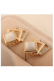 Opals Cube Shape Alloy Earrings