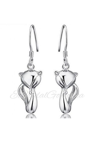 925 Women's Silver Fox Drop Earrings