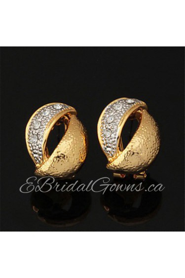 New 18K Real Gold Platinum Multi Plated Rhinestone Crystal Clip Earrings Gift for Women