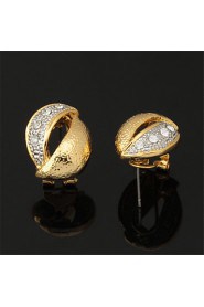 New 18K Real Gold Platinum Multi Plated Rhinestone Crystal Clip Earrings Gift for Women