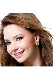 New 18K Real Gold Platinum Multi Plated Rhinestone Crystal Clip Earrings Gift for Women