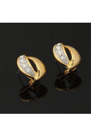 New 18K Real Gold Platinum Multi Plated Rhinestone Crystal Clip Earrings Gift for Women