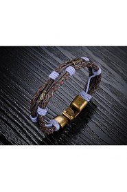 Fashion Men's Rock And Roll Style Black Alloy Leather Bracelet(1 Pc)