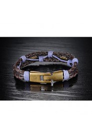 Fashion Men's Rock And Roll Style Black Alloy Leather Bracelet(1 Pc)