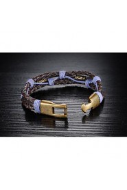 Fashion Men's Rock And Roll Style Black Alloy Leather Bracelet(1 Pc)