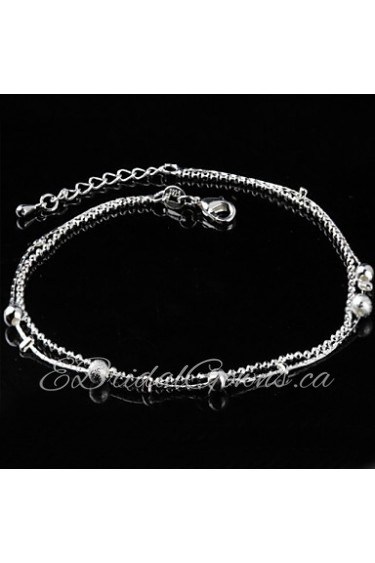 Women's Fashion Platinum Plated Beads Anklets