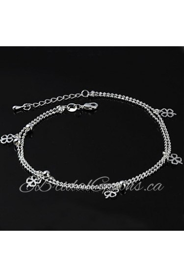 Women's Fashion Platinum Plated A Clover Anklets