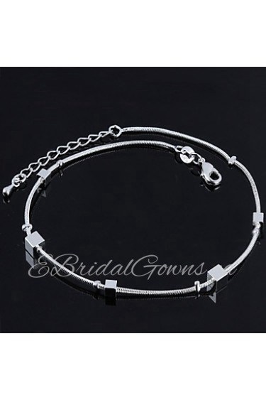 Women's Fashion Platinum Plated Contracted Square Anklets