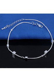 Women's Fashion Platinum Plated Contracted Square Anklets