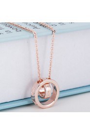 18K Golden Plated Double Circle Shape Pendant Love Necklace,Tiny Necklace