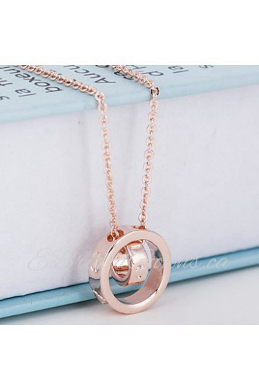 18K Golden Plated Double Circle Shape Pendant Love Necklace,Tiny Necklace