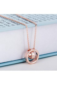 18K Golden Plated Double Circle Shape Pendant Love Necklace,Tiny Necklace