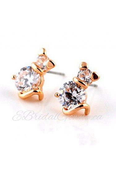 Brass With Cubic Zirconia Stud Earrings