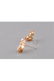 Brass With Cubic Zirconia Stud Earrings