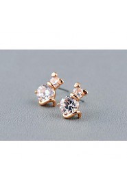 Brass With Cubic Zirconia Stud Earrings