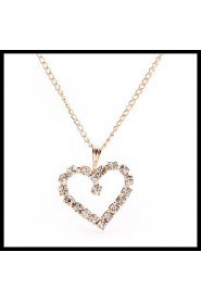 Small Delicate Gold Chain Crystal Necklace Heart Pendant with Stud Earrings Women's Jewelry set