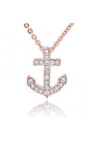 18K Golden Plated Anchor Shape Pendant with Zircon Necklace,Tiny Necklace