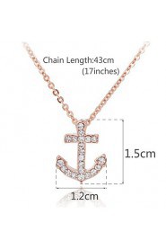 18K Golden Plated Anchor Shape Pendant with Zircon Necklace,Tiny Necklace