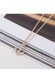 18K Golden Plated Anchor Shape Pendant with Zircon Necklace,Tiny Necklace