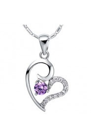 Vintage Heart Shape Silvery Alloy Women's Necklace(1 Pc)(Purple,White)