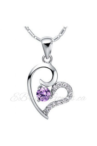 Vintage Heart Shape Silvery Alloy Women's Necklace(1 Pc)(Purple,White)