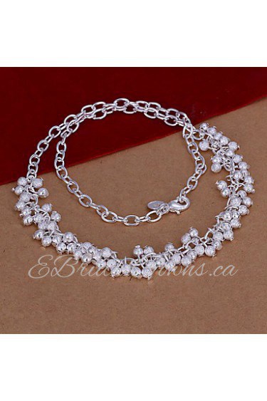 Fashion Grape Shape Pendant Silver Plated Simple Ball Chain Rolo Foreign Trade Necklace(White)(1Pc)