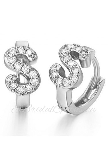 Special Silver And Gold Plated With Cubic Zirconia Letter "S" Women's Earring(More Colors)