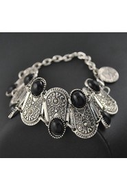 New Bohemia Vintage Tibetan Silver Plated Black Stone Bracelet Women Jewelry