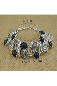 New Bohemia Vintage Tibetan Silver Plated Black Stone Bracelet Women Jewelry