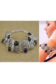 New Bohemia Vintage Tibetan Silver Plated Black Stone Bracelet Women Jewelry