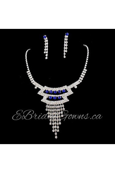 Wedding Bridal Bridesmaid Crystal Necklace Earrings Jewelry Set