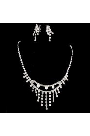 Wedding Bridal Bridesmaid Crystal Necklace Earrings Jewelry Set