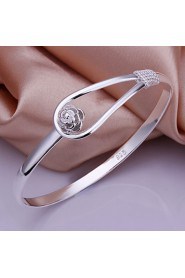 Euramerican Round Shaped Silver Plating Single Buckle Adjustable Bracelet(Silver)(1Pc)