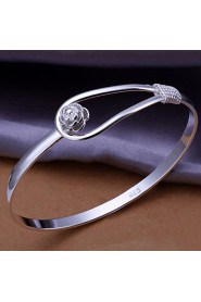 Euramerican Round Shaped Silver Plating Single Buckle Adjustable Bracelet(Silver)(1Pc)