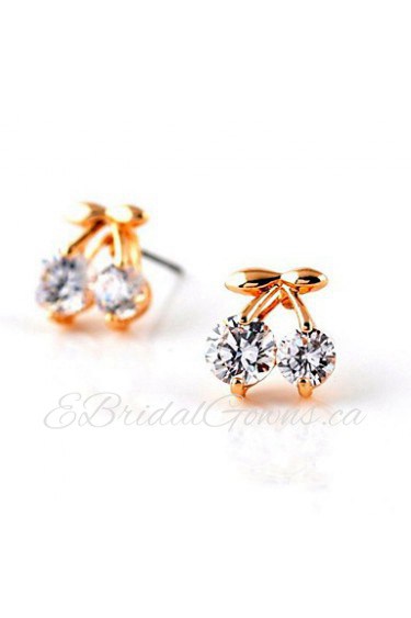 Brass With Cubic Zirconia Stud Earrings