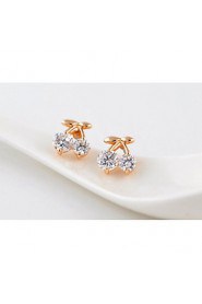 Brass With Cubic Zirconia Stud Earrings