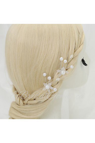 Women's / Flower Girl's Crystal / Alloy Headpiece-Wedding / Special Occasion Hair Pin 2 Pieces White Round