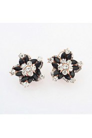 Brand Summer Style Colorful Rhinestone Fashion Flowers Alloy Studs Earrings Women Party Jewelry