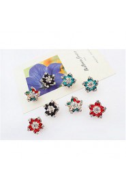 Brand Summer Style Colorful Rhinestone Fashion Flowers Alloy Studs Earrings Women Party Jewelry