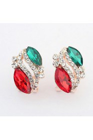 Vintage Ladies Beautiful Small Fine Gemstone Earrings Mix Colors Rhinestone Fashion Design Stud Earrings for Women