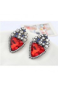 New Summer Style Double Side Red Triangle Full Rhinestone Stud Earrings For Trendy Women Fine Jewelry