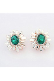 Women's / Couples' / Unisex Alloy / Acrylic Rhinestone Sun Flower Shaped Stud Earrings White Round Stone Jewelry